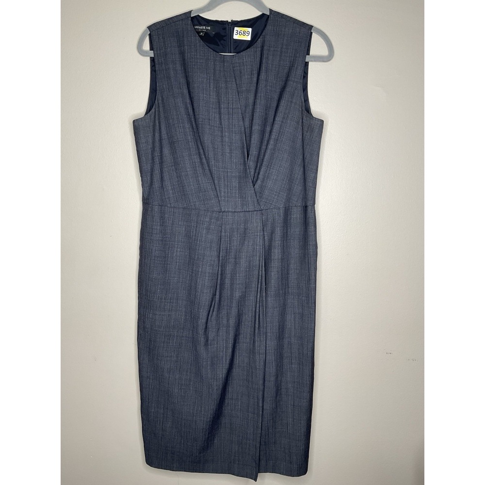 Lafayette 148 Women Wool Blend Sheath Dress Size 12 Career Sleeveless